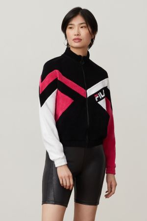 FILA Hadley Jackets Black / White,Womens Clothing | CA.ZULPGK483